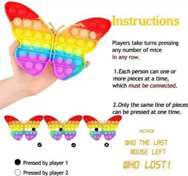 Deepak toys Pop It Butterfly Pop It fidget Toys For Kids Best Fidgets Push Pop Bubble Game  (Multicolor) - Image 2